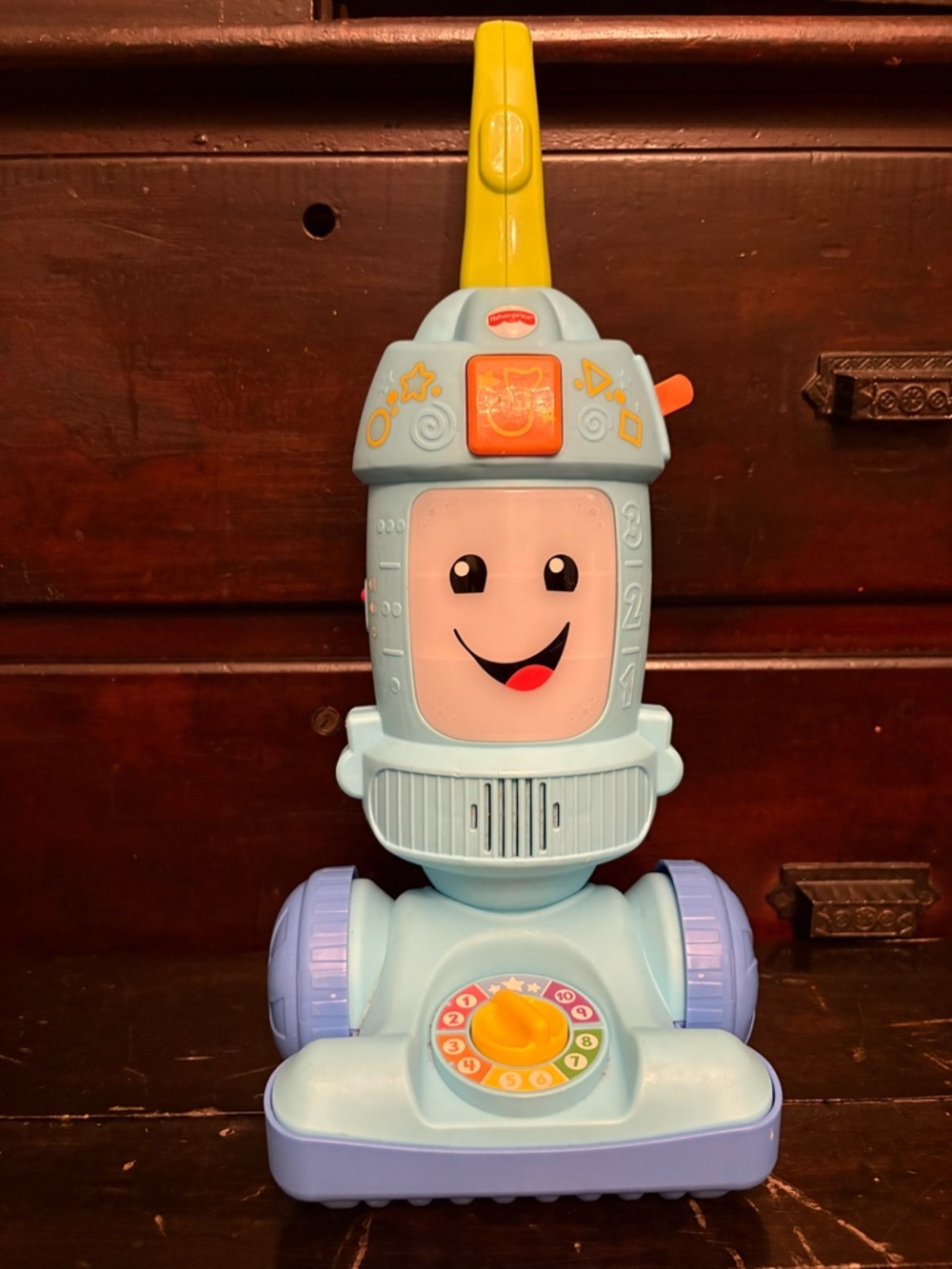Fisher-Price Light Blue and Yellow Laugh & Learn Toy Vacuum